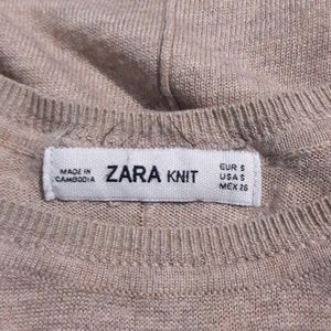 Zara Knit Tan High Low Long Sleeve Sweater